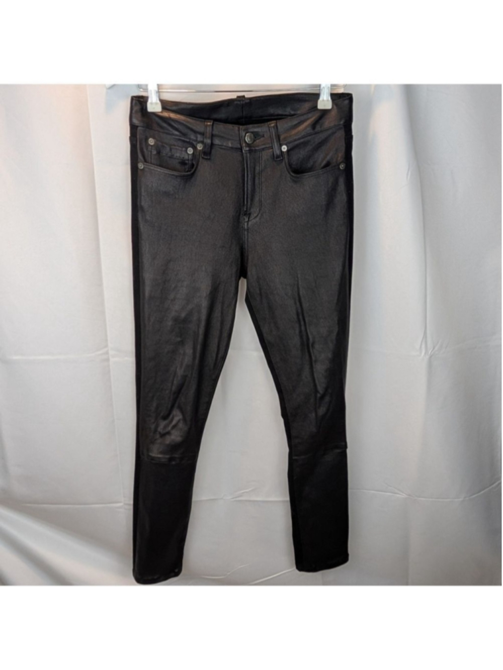 Helmut Lang Black Jeans With Leather Front Size 27 In EUC